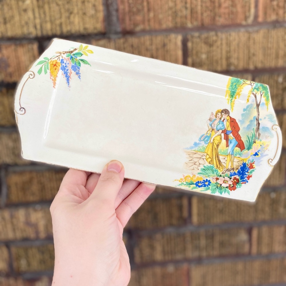 1930’s Vintage H&K Tunstall Art Deco Floral Dresser Tray